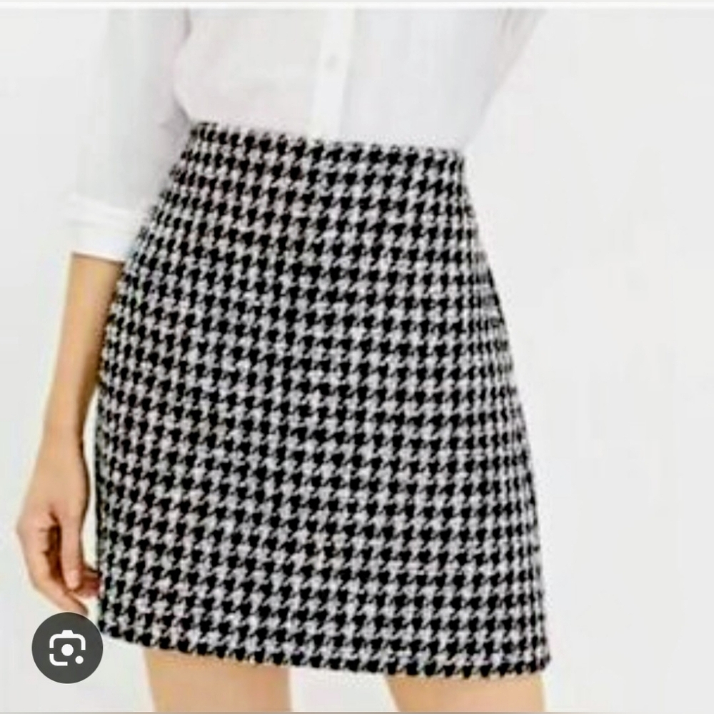 NWOT! LOFT Fall Glam Houndstooth Shimmer Y2k Women's Formal Mini Skirt 8/Medium - Picture 8 of 17
